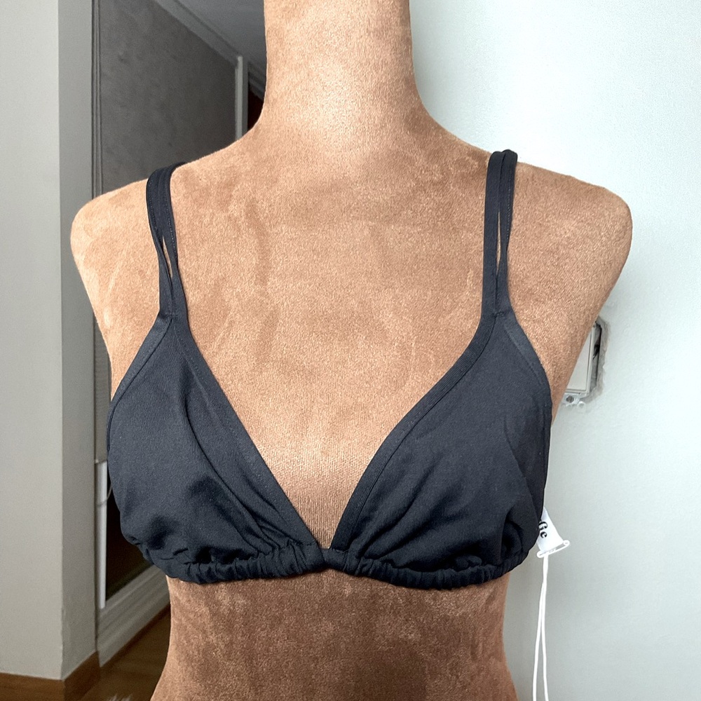 Andie Womens Bikini Top BLACK Medium TRIANGLE Swim Vacation Beach CANNES